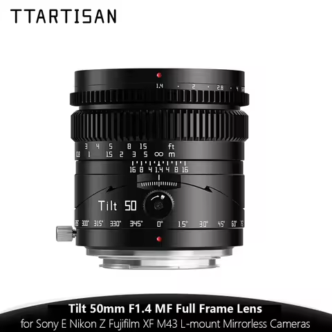 TTArtisan Tilt 50mm f1.4 Full Frame Manual Portrait Lens for Sony E Nikon Z Fujifilm XF M43 L-mount 