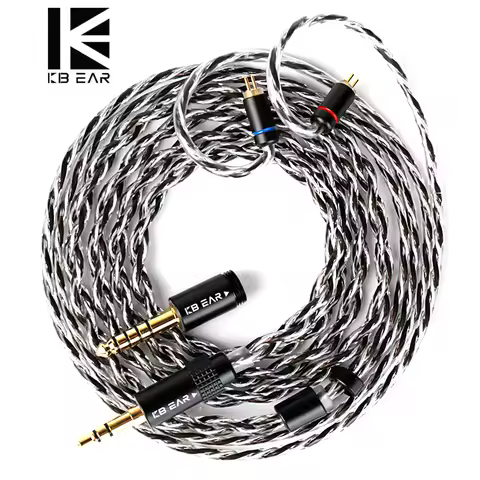 KBEAR P34 earphone Upgrade Cable 5N 2-Strands 98-Core OFC Silver-Plated Interchangeable Plug Design 
