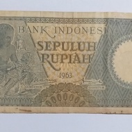 Uang kertas lama Indonesia Rp 10 tahun 1963