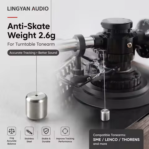 High-Precision Stainless Steel Tonearm Weight 2.6g Anti-Skate Counterweight for SME LENCO THORENS Tu