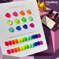 【พร้อมส่ง】 สีทาเล็บเจล Colorful girl สี（ Colorful girl) สีเจล นีออน 12สี แถมชาทสีฟร +แถมชาทสีฟร