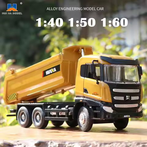 HUINA 1:50 Diecast Car Model Alloy Simulation Vehicle Die-Cast Dump Truck Bulldozer Backhoe Loader E