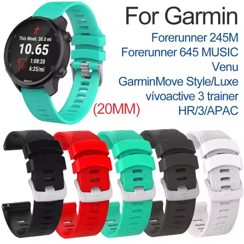 Watch strap for Garmin Forerunner 245/245M/Vivoactive 3 soft silicone Smart watches bands for Foreru