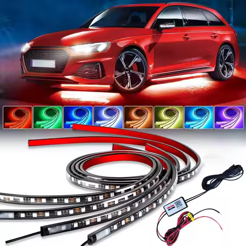 RGB Car Underglow Strip Lights with App Control Waterproof Strip Lights for Cart Boat Decoration LED