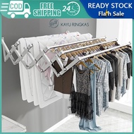 【KAYU RINGKAS】1M-2M 3/4/5 Bar Stainless Steel RetracPenyidai Penjemur Baju table Wall Mounted Clothe