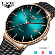 {Aishang watch industry}LIGE นาฬิกากีฬาสำหรับผู้ชายนาฬิกาสุดเท่แฟชั่นสุดหรูกันน้ำนาฬิกาควอตซ์สายบางพิเศษสำหรับผู้ชาย Relogio Masculino