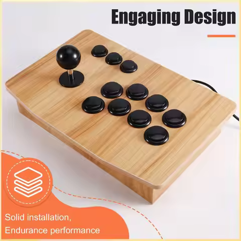 Arcade Style For PC Phone Retro Game Controller Solid Wood USB Joystick Game Console For PC