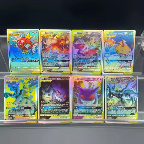 DIY Anime PTCG Self-made Rainbow Rare Card Magikarp Gyarados Raichu Gengar Zekrom GX Series English 