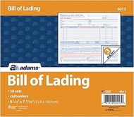 Adams Bill of Lading Short Form, 8-1/2 x 7-7/16 Inches, White, 3-Part, 50-Count (9013)