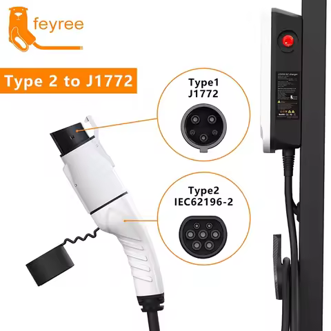 feyree EV Charger Adapter Type2 IEC62196-2 to Type1 Car Charging Socket AC Charger Adapter 32A 1Phas