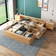 {SG Sales}HDB Storage Bed Frame with Storage Drawers Japanese Tatami Bed Solid Wood Bed  Storage Bed Platform Bed Single/Queen/King Bed Tatami Storage Drawers Bed Frame