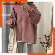 ۩✿✧ APEIXIN Korean Style Corduroy Blouse Women Casual Long Sleeve Loose Ladies Simple Vintage Baggy 