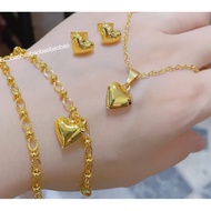 14k 3in1 Bangkok gold class A Anklet earrings necklace size 18 inches