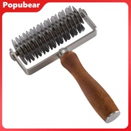 Stainless Steel Pizza Dough Lattice Roller Cutter with Wooden Handle Grid Pattern Maker for Biscuits