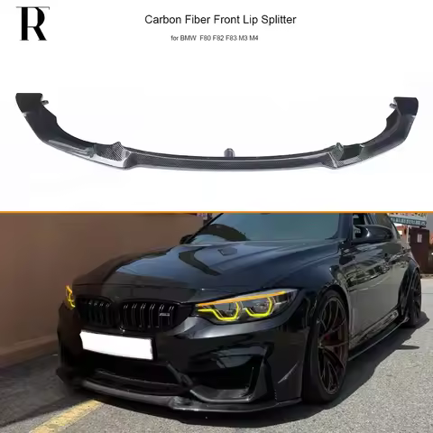CS Style Carbon Fiber Front Bumper Chin Lip Spoiler Splitter for BMW F80 M3 F82 F83 M4 2014 UP