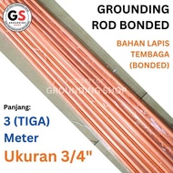 ROD COPPER BONDED 3/4 X 3 METER / STIK GROUNDING ROD COPPER BONDED 3/4 PANJANG 3 METER - TRALA