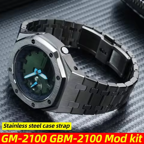 New Upgrade GM2100 Mod kit For Casio G-SHOCK GM-2100 GBM-2100 Men Stainless Steel case strap Metal b