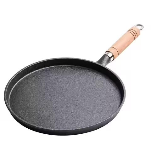 26cm Cast Iron Frying Pan Uncoated Non-stick Egg Pancake Pan Crepe Maker Steak Frying Pot Gas Induct