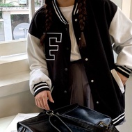 Felizo Varsity Baseball Jacket F COURAGE Screen Printing Men Women Big Size Korean Ulzzang Style Ove