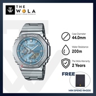 (2 Years Warranty) Casio G-Shock GM-2110D-2A Men Analog-Digital Watch Silver Stainless Steel Strap