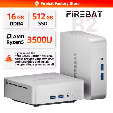 FIREBAT R2 Mini PC AMD Ryzen 5 3500U (Beats N150/N97) 16GB RAM 512GB SSD Desktop Mini Computers WIFI