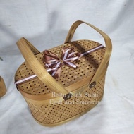 NEW rantang bambu oval 30x18x19cm, keranjang bambu, rantang besek, rak bambu, hantaran, cemilan, kue