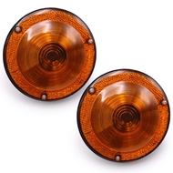 Round Tail Light Orange Lens 12V. 2pcs For Jeep Willys CJ3 CJ5 CJ6 4x4 Year 1945 1950 1960 1970 1975