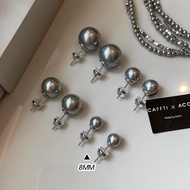 CAFFTI | S925 Silver Earrings Gray Akoya Pearl
