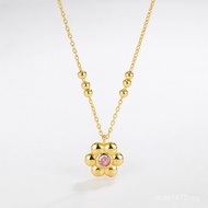 Korea Korean Pure Pendant Necklace Hundred Jewelry Silver 925 Simple Pink Chain Diamond Pendant Clav
