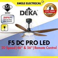 DEKA F5DC PRO 46" 56" 5 Blade Light LED DC Motor 20 Speed Remote Control Ceiling Fan Kipas Siling 吊扇