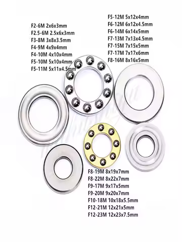 1Pcs F2-6M F3-8M F5-10M F6-12M F8-16M F10-18M F12-21M F12-23M Mini 3-in-1 Plane Axial Ball Bearing T