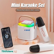 MINI Wireless Microphone Karaoke Machine Portable Bluetooth 5.3 PA Speaker System with 1 2 Wireless Microphones Home Family Singing Machine For Gift