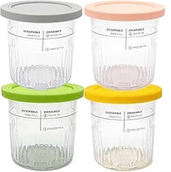 Replacement Ice Cream Pints with Silicone Lids, Compatible with Ninja Creami Deluxe Ice Cream Maker 