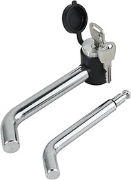 TOPTOW 63530C Trailer Hitch Receiver Lock, 1/2 & 5/8 inch Diameter, Heavy Duty Bent Locking Pin, Chr