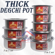『THICK』『1 SET』 Kucing Brand Aluminium Pot/Thick Degchi Pot/ Deep Round Bowl With Cover/Curry Pot/Ind