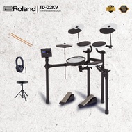Roland TD-02KV V-Drums Electronic Drum Set with Headphone, Drum Throne and Drumsticks