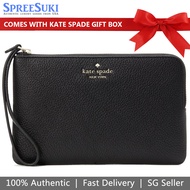 Kate Spade Wristlet In Gift Box Large Wristlet Leila Medium L-Zip Wristlet Wallet Black # KB684