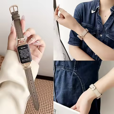 For Samsung Galaxy Fit 3 Metal+Leather Strap for Samsung Fit 3 Smart Watch Accessories Wristband for
