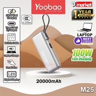 【3C Certified】Yoobao M25 20000mAh Powerbank 100W Fast Charging Power Bank Laptop Power Bank Yoobao P