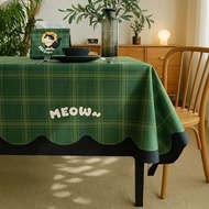 Cartoon Cartoon Cat Plaid Tablecloth Atmosphere Flannel Table Cover Cloth Desk Tablecloth Dormitory 