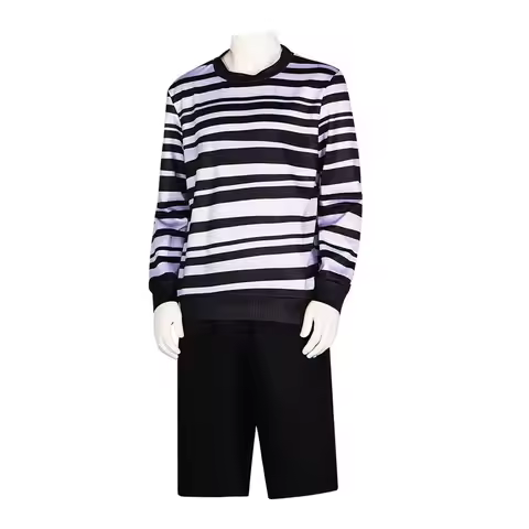 CyMovie Pugsley Costume Boys Black and White Striped Shirt Addams Family Dress Gothic Cosplay Costum