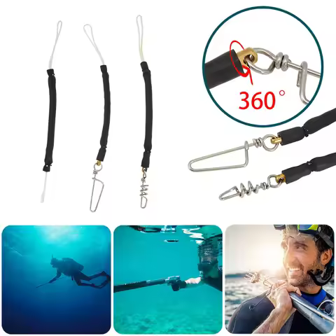 Rubber Speargun Shooting Line with Snap Swivel/Pigtail Swivel Spear Shockcord Spear Fishing Equipmen