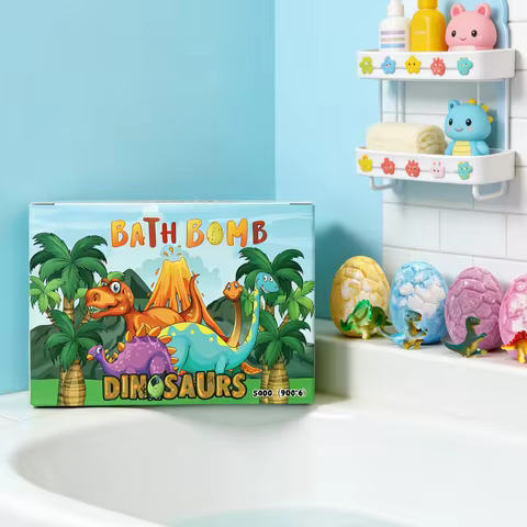 Dinosaur Egg Bath Salts With Surprise Colorful Rich Bubble Shower Relax Bath Salts Kids Gifts Set Fi
