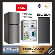TCL 2 DOOR REFRIGERATOR TRF250W TRF330W 5 STARS ELBA SINGLE DOOR FRIDGE 185L FRIDGE ER-Q1856(GR) SIN
