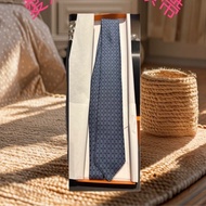 愛馬仕 滿版豬鼻子領帶/藍灰