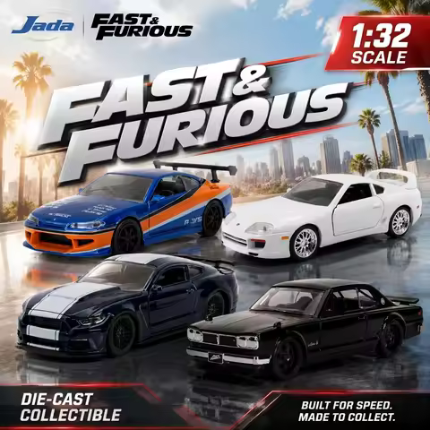 Jada 1:32 Fast & Furious Diecast Model Cars-Nissan Silvia Ford Mustang GT Toyota Supra Nissan Skylin
