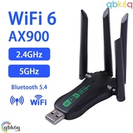 QBK6Q Dual Band WiFi6 USB Adapter, AX900 Bluetooth 5.4 900Mbps WiFi Dongle, Plug Play 4 Antenna USB 