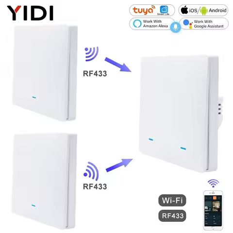 RF 433 Remote Smart Control Wall Light Switch 2 3 Way Push Button Tuya WiFi UK EU KR Standard Smart