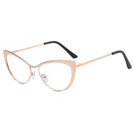 Glasses Frame Cat Eye Metal Frame Myopia Anti Blue Light Plain Face Womens Style Retro Cat Type Gogg
