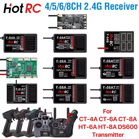 HotRC 4/5/6/8CH RC Receiver 2.4GHz Multi Channels Receivers with Gyro Long Range for CT-4A CT-6A CT-